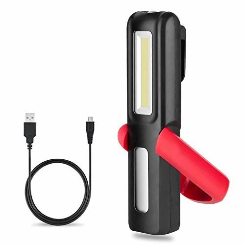 COOLEAD COB 作業灯 LEDワークライト USB充電式 懐中電灯 高輝度 マグネットスタンド＆フック付き 軽量 小型 日常応急照明/自動車整備/