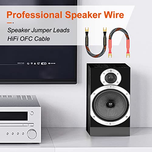renos楽天市場店の【UCINNOVATE】 4本 19cm スピーカー ジャンパーケーブル HIFI スピーカーケーブル 24k金メッキ 純銅プラグ、 にしなやかで使いやすく、｜アングル3
