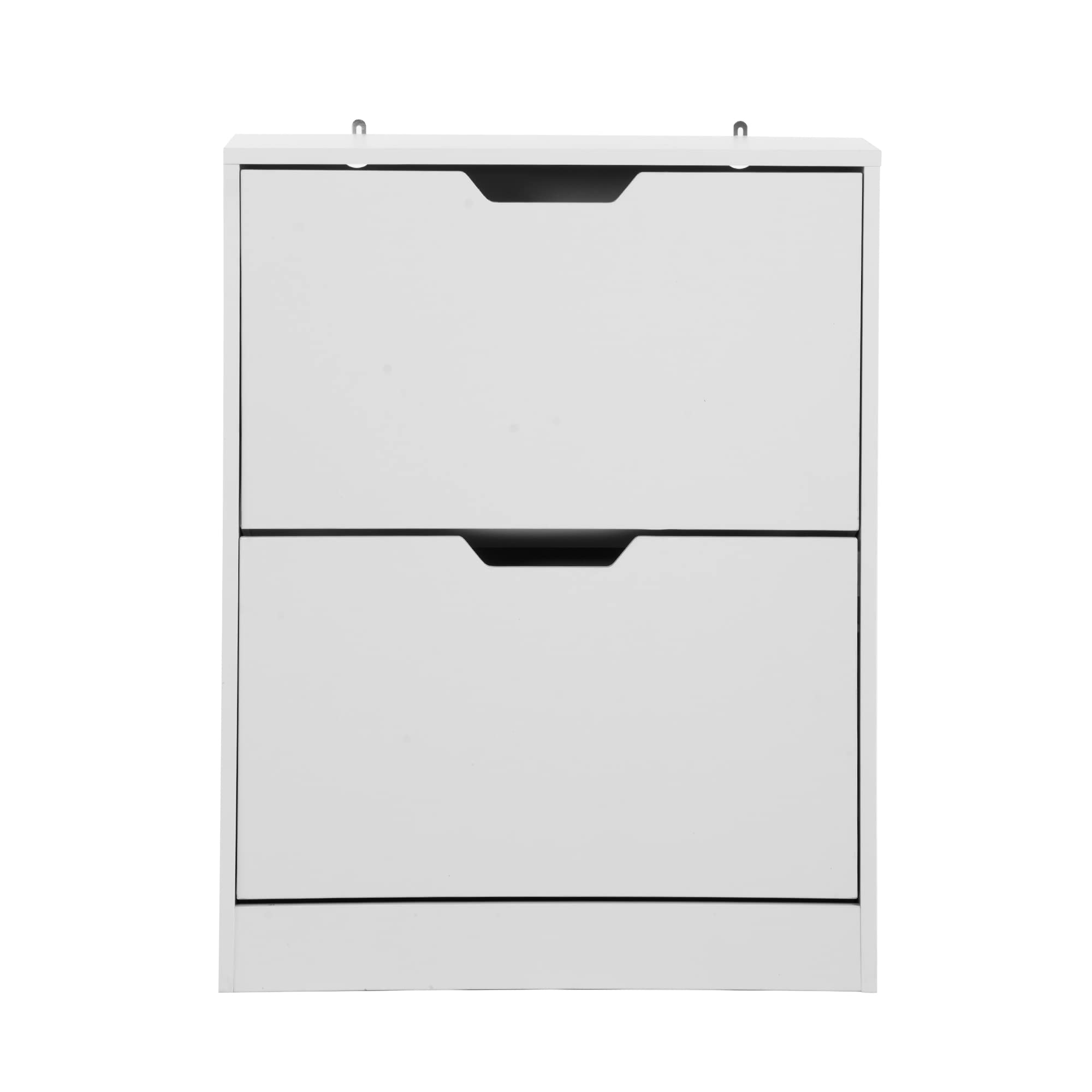 Rakuten - シューズラック スリム 薄型 省スペース 2段 下駄箱 大容量 奥行17cm 幅60cm 高さ108cm ホワイト