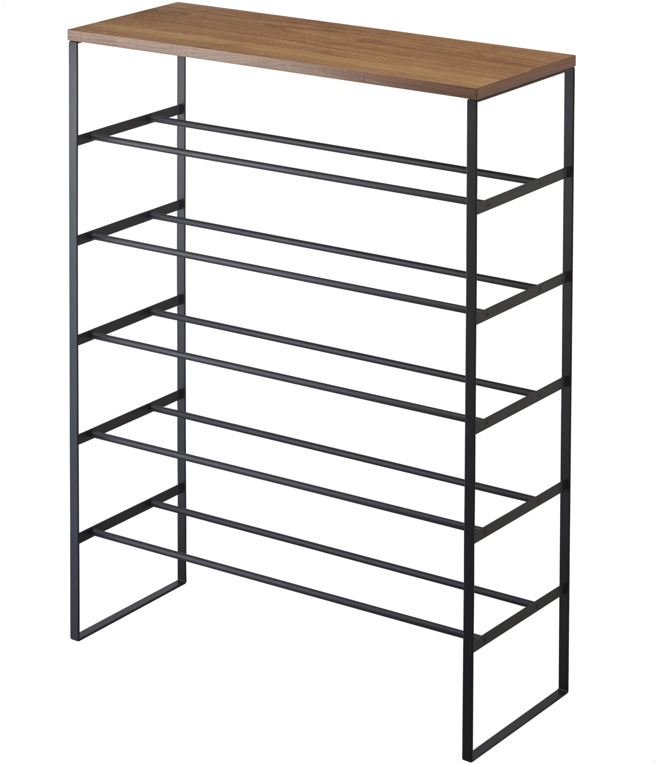 Rakuten - 天板付き シューズラック 6段 ブラック 約W66×D25×H87cm タワー tower 下駄箱 靴 収納 フック付き