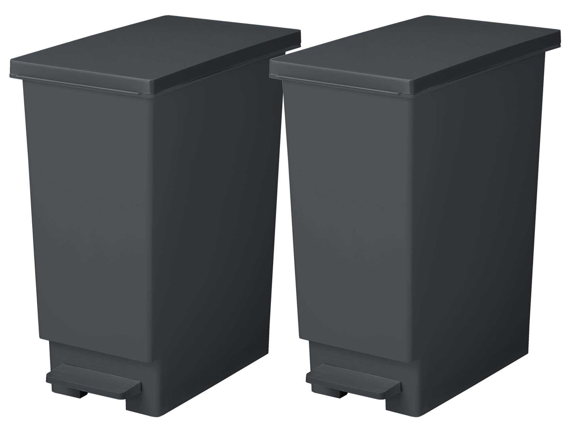 Rakuten - ゴミ箱 ペダル 45リットル チャコールブラック 2個セット 軽いペダルでサッと開く 袋止め付き ふた付き 分別 幅
