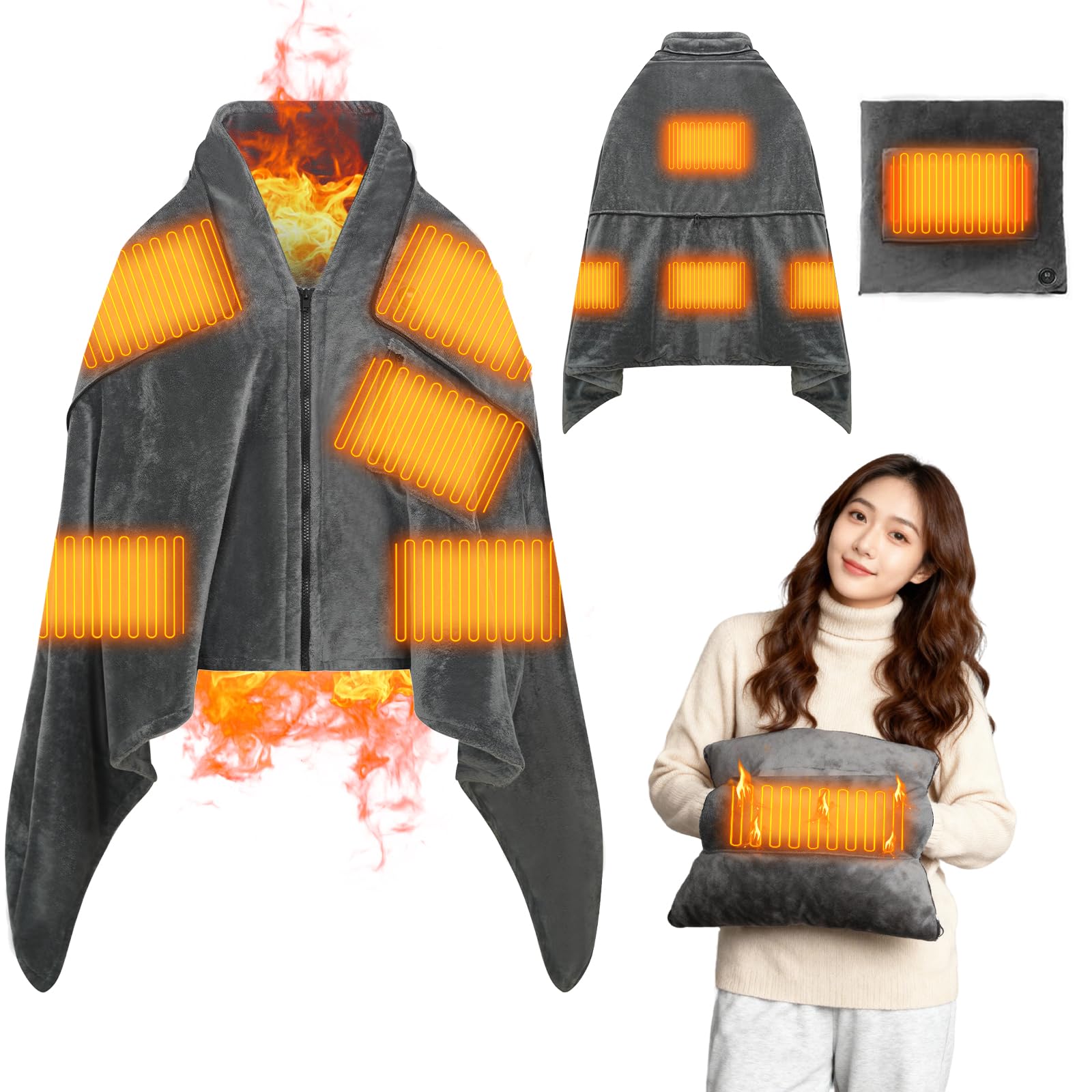 電気毛布 掛け敷き兼用【1枚多役！ひざ掛け?肩掛け?ホット座布団はもちろん 抱き枕や暖房ポケットにも変身】電気毛布 掛け 厚手生地で暖