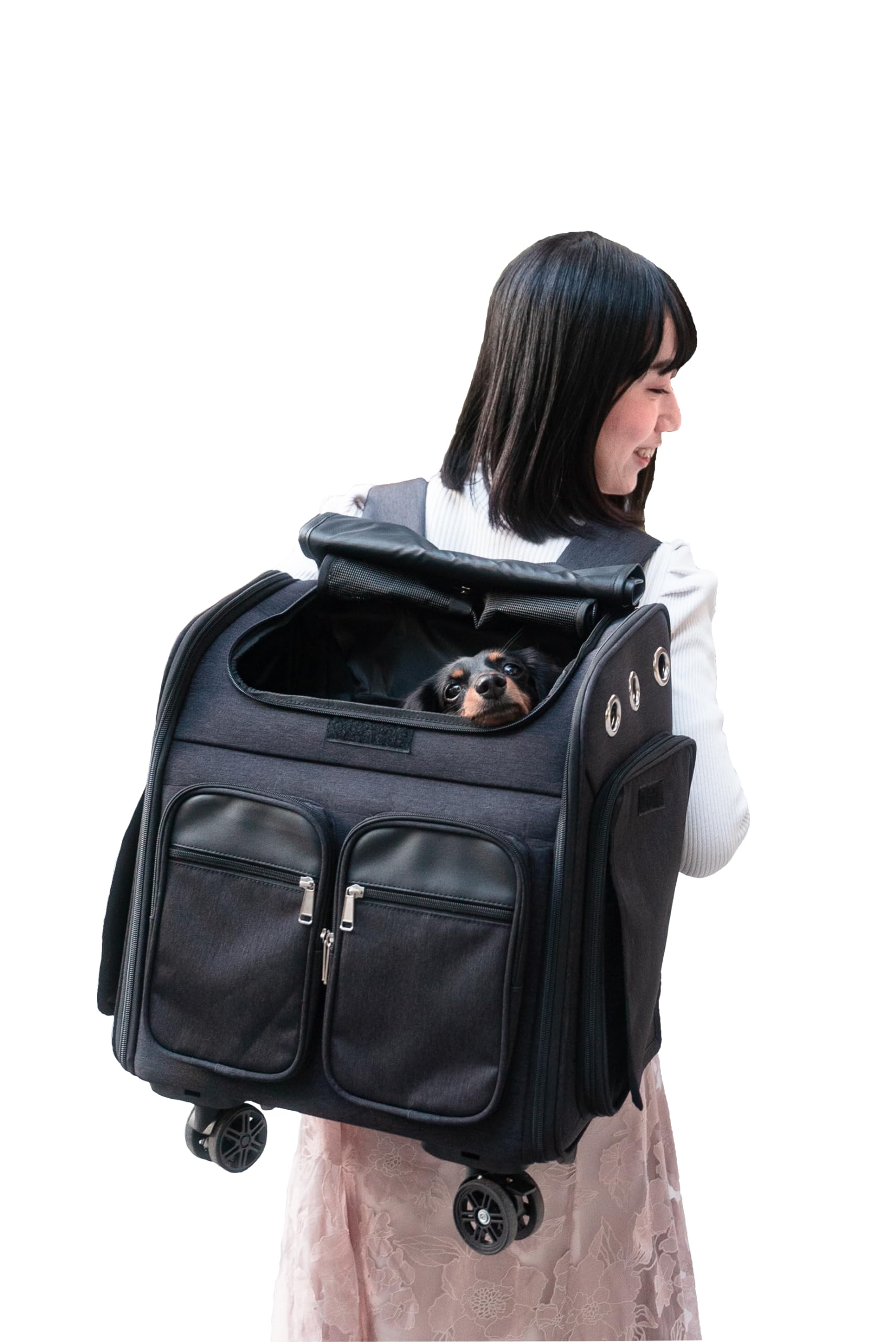 Rakuten - おでかけペットキャリー 防災 避難用にも 犬 猫 キャリーバッグ 安心安全のストッパー付きキャスター ペットキャリー リュック