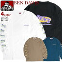 BEN DAVIS Tシャツ ベンデイビス 2022AW BENS 袖プリント 長袖Tシャツ メンズ バックプリント ロンT ベンデイヴィス 袖ロゴ クルーネック 長袖 トップス ユニセックス ストリート カジュアル アメカジ BEN-1921