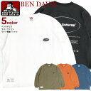 BEN DAVIS Tシャツ ベンデイビス 2023 オーバルロゴ ラバーワッペン ワイドシルエット 長袖Tシャツ メンズ バックプリント ドローコード 長袖 プルオーバー ゆったりめ カジュアル アメカジ ユニセックス BEN-2024