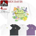 BEN DAVIS Tシャツ ベンデイビス 2023 フラワー イラスト 発泡プリント 半袖Tシャツ オーバーサイズ メンズ バックプリント ビッグT ヘビーウエイト 厚手 ユニセックス アメカジ 半袖 トップス BEN-2030