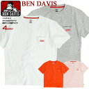 BEN DAVIS Tシャツ ベンデイビス ボックスロゴ ワッペン 胸ポケット付き 半袖Tシャツ メンズ ベンデイヴィス 胸ポケットTシャツ クルーネック ベンデビ 半袖 無地 ポケT アメカジ カジュアル トップス BEN-1520