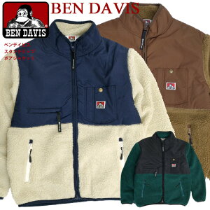 BEN DAVIS ジャケット ベンデイビス スタンドカラー ボアジャケット メンズ 胸ポケット付き ナイロン 切り替え シープボア スタンドジップジャケット ベンデイヴィス ストリート カジュアル アメカジ もこもこ アウター 防寒 BEN-1719