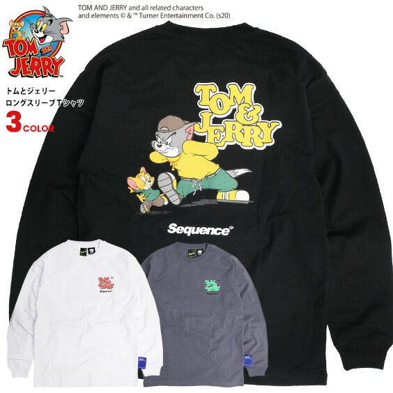 トムとジェリー Tシャツ TOM and JERRY Sequence 2021SS コラボ 90s イラスト バックプリント 長袖Tシャツ トム ジェリー ロンT クルーネック ネコ ネズミ キャラクター メンズ ユニセックス アメコミ アニメ トムジェリ TSL-156