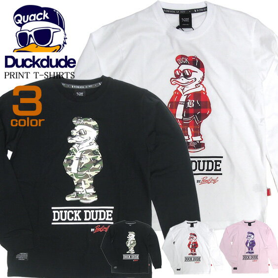 b-one-soul Tシャツ DUCK DUDE ロンT ★ ダックデュードからストリートファッションに身を包んだお洒落なアヒルのデザインプリント長袖Tシャツが入荷しました。カジュアルでインパクトのあるデザインが話題のロンT⇒TSL-040