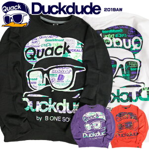 DUCK DUDE スウェット ダックデュード ビッグフェイス アヒル 総柄 ロゴプリント クルーネック トレーナー バックプリント スウェットトレーナー メンズ レディース スエット 裏毛 ビーワンソウル ストリートカジュアル トップス CSL-135