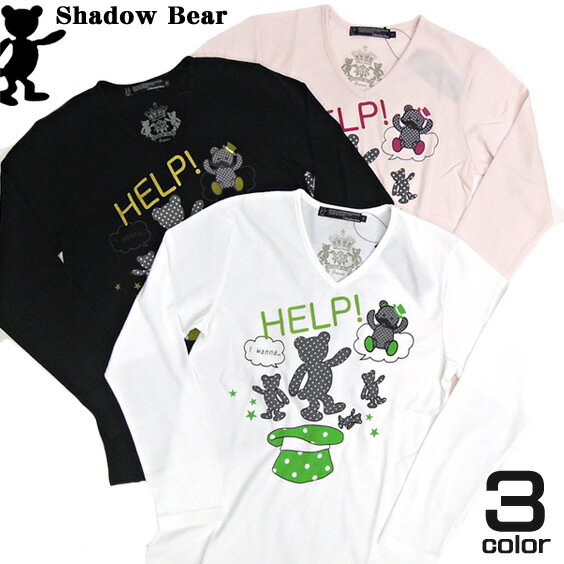 メンズ Tシャツ 長袖 プリントTシャツ ★ Shadow Bearから可愛いドット柄のベアプリントのロンTが登場です。メンズ、レディースで使える可愛らしい長袖プリントTシャツです。ドットの熊が印象に残るカジュアルな1着です。⇒TSL-026