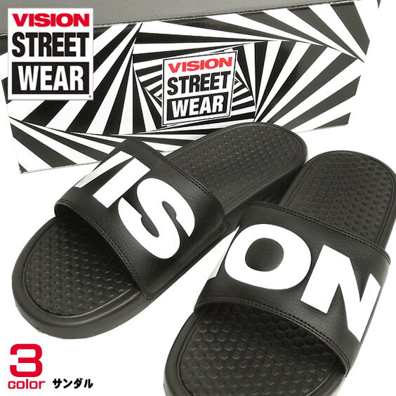 VISION サンダル エンボスロゴ シャワーサンダル メンズ ヴィジョン ZUMA フェイクレザー VISION STREET WEAR メンズシューズ 人工皮革 ブランドロゴ ビジョンストリートウェア 商品番号 VISION-334