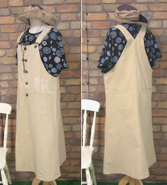 『Emago』のどか〜鳥とお花畑のサロペットスカート(ベージュ)(春・秋・初夏)レディース 女性 7分丈 ロング丈 10分丈 オールインワン サロペット プルオーバー ワンピース ベージュ 鳥 パッチワーク 花 植物 刺繍 大人 ナチュラル カジュアル 【Emago(イマゴ)】 イマゴ