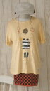 『Emago』夏☆海~半袖Tシャツ(やまぶきイエロー)(春・夏・秋) レディース トップス 女性 半袖 綿 コットン サンダル ビーチ パッチワーク 麦わら 海岸砂浜 大人 ナチュラル カジュアル【Emago(イマゴ)】