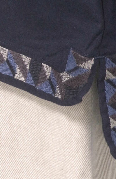 『Emago』裾カラフル刺繍ゆったり長袖チュニックシャツ(ネイビー)(春・秋・冬) レディース トップス 女性 長袖 前開き 布帛 エスニック 大人【Emago(イマゴ)】 イマゴ