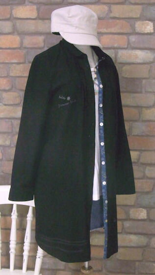 『Emago』〜マリンデザイン♪〜強撚シボ加工ガーゼ生地〜前開き長袖シャツワンピース〜(ブラック)(春・..