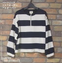 『LISTEN HEARTBEAT』スラブ生地ボーダーハーフジップ長袖トップス(ダークネイビー/キナリ)(秋・春・初夏)レディース トップス 女性 長袖 プルオーバー ラガー アイボリー 濃紺 ざらつき【LISTEN HEARTBEAT(リッスンハートビート)】