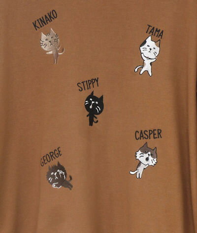 【STIPPY】〜スティッピーと猫の仲間たちの刺繍カジュアル裏毛長袖BIGトレーナー(...