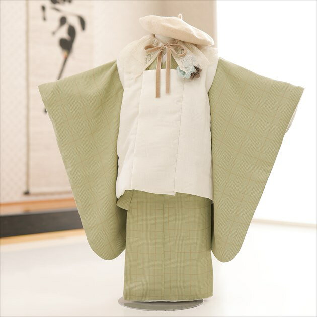 【レンタル】3歳 女の子 着物 七五三レンタル f1537 被布セット 和洋2way ケープ 着物レンタル 753 被布 貸衣装 3才 結婚式 和服 子供着物 ...