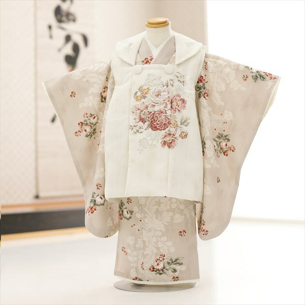 【レンタル】3歳 女の子 七五三レンタル f1582 被布セット 着物レンタル 753 被布 貸衣装 3才 結婚式 和服 子供着物 人気 かわいい着物 おしゃれ...