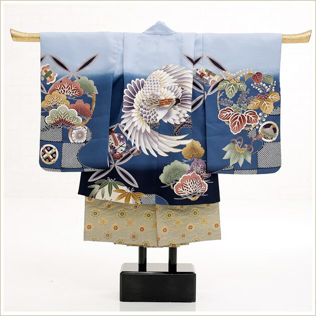 七五三レンタル　3歳用男の子着物　d3159【3歳男児/男の子七五三】「和がまま」ブランド ライトブルーに飛翔鷹《レンタル七五三》《753レンタル》〔貸衣装〕〔子供着物〕〔イベント〕〔結婚式〕〔三歳〕〔羽織〕〔袴〕〔人気〕〔男〕 【fy16REN07】