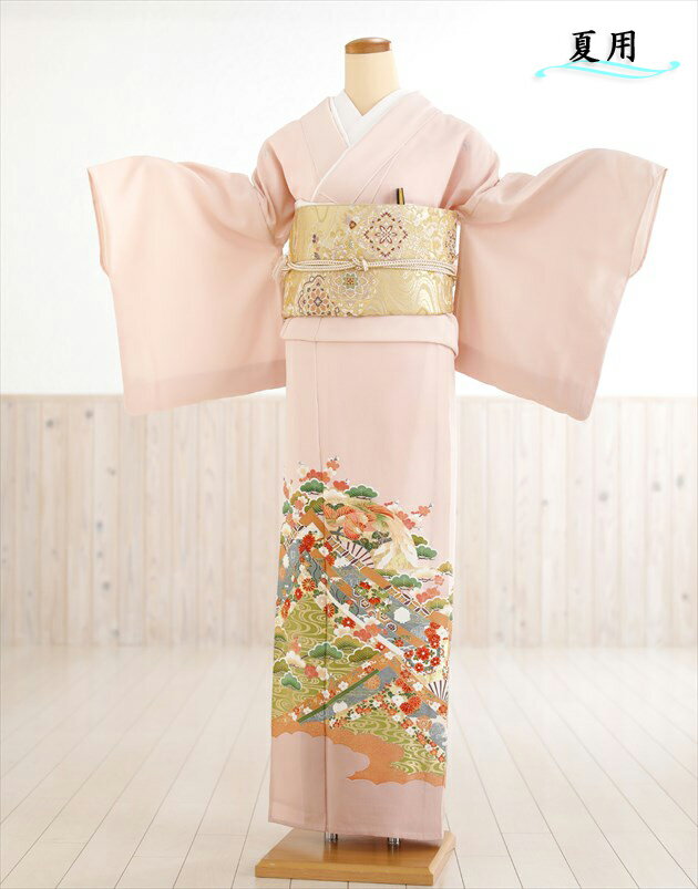 単衣 色留袖レンタル sit124【夏用】五つ紋 結婚式 色留袖フルセット 華やか 若い 着物レンタル 単 ブランド 式典 親族 人気 パステル 留め袖 色留め袖 礼装 正絹「ピンクに慶びの麗華と吉祥鳳凰」【fy16REN07】【レンタル】(4)