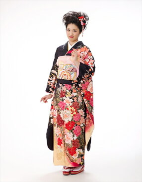 振袖 レンタル 桂由美 fb1084 黒地に慶びの吉華 【17点フルセット】〔振り袖〕〔着物レンタル〕〔結婚式〕〔結納〕〔卒業式〕〔食事会〕〔貸衣装〕〔Yumi Katsura〕〔ブランド〕〔桂由美〕〔高級〕〔正絹〕〔ふりそでフリソデ〕 往復送料無料 【fy16REN07】