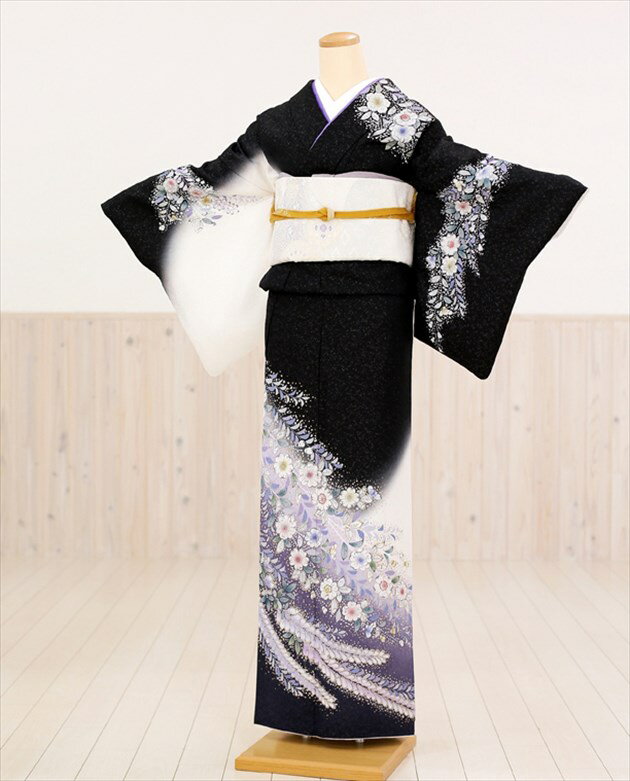 訪問着レンタル 黒地に絢爛慶びの辻が花 hw1211【フルセット】《レンタル訪問着》《着物レンタル》〔お宮参り〕〔貸衣装〕〔お茶会〕〔入学式〕〔卒業式〕〔卒園式〕〔正絹〕〔結婚式〕〔七五三〕〔ママ〕〔母〕 【smtb-k】【kb】【fy16REN07】