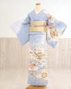 結婚式 訪問着レンタル 優美な青地に彩の祝花 hw1260【付下げ・訪問着フルセット】レンタル訪問着/着物レンタル/お宮参り/貸衣装/お茶会/入学式/卒業式/卒...