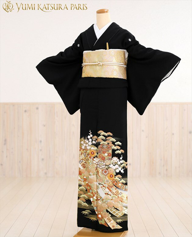 【留袖 レンタル】黒留袖レンタル　桂由美ブランド　貝合わせ ts091【16点フルセット】留袖/留め袖/着物レンタル/結婚式/黒留袖/正絹/貸衣装/母親/姉/妹/桂由美/チャペル/豪華/人気/Yumi Katsura【レンタル】【fy16REN07】