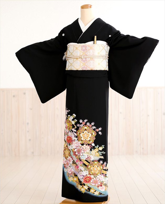 留袖レンタル ts148 黒留袖レンタル 結婚式 母親 着物レンタル 正絹 親族 留袖 留袖レンタル 人気 母 黒留袖レンタル 京友禅 華燭束ね熨斗に金彩慶華 2022【fy16REN07】【レンタル】