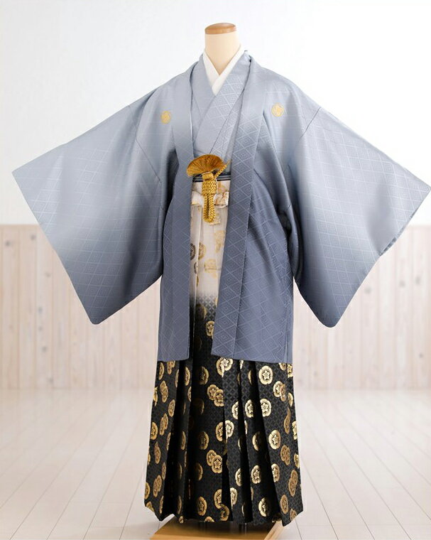 卒業式 袴レンタル 男 mo069【紋付きフルセット】羽織袴