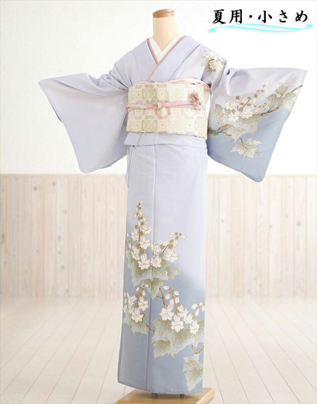単衣 訪問着レンタル sh1048s 小さめ訪問着レンタル 結婚式 夏用 訪問着レンタル 単 お宮参り 訪問着レンタル 6月〜9月 着物レンタル ママ 母 母親　淡藍紫ぼかしに和若花【fy16REN07】【レンタル】(4)