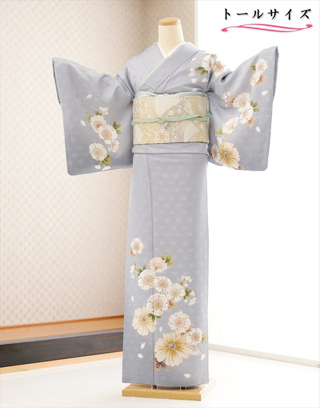 【レンタル】高身長 トールサイズ 訪問着レンタル hw1607t 卒業式 母 着物レンタル 入学式 結婚式 七五三 170cm前後 フルセット お宮参り 753 卒園式 正絹 753 ママ 母親 人気 結納 お茶会 2023 高級ブランド 「花季節」上品な青地に吉祥慶華(4)