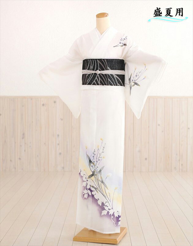 訪問着レンタル 絽 sr5006 訪問着レンタル 結婚式 訪問着レンタル 夏用 夏着物 訪問着レンタル お宮参り 訪問着レンタル 7月 8月 訪問着レンタル 一式 夏 着物レンタル ママ 母 母親 淡色 白地に夏色の彩花【fy16REN07】