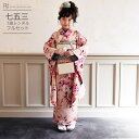 七五三 着物 7歳 フルセット レンタル 753 7歳女の子 ( 七歳 女の子 四つ身 ) 0064 ラフィネココ ピンク×水彩画 アンティーク花柄 くすみカラ...