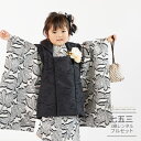七五三 着物 3歳 レンタル 753 3歳 女の子 フルセット ( 三歳 女の子 被布 ) 0417 ラフィネココ クールブラック モノトーン 白黒 洋風【75...