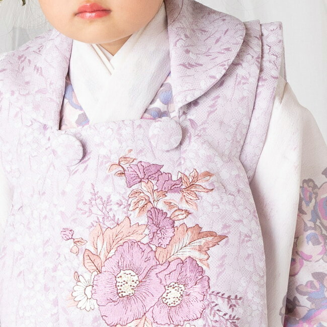【レンタル】七五三(3歳女の子被布)0016赤/牡丹・鼓【753七五三着物3歳被布子供きものレンタル】fy16REN07