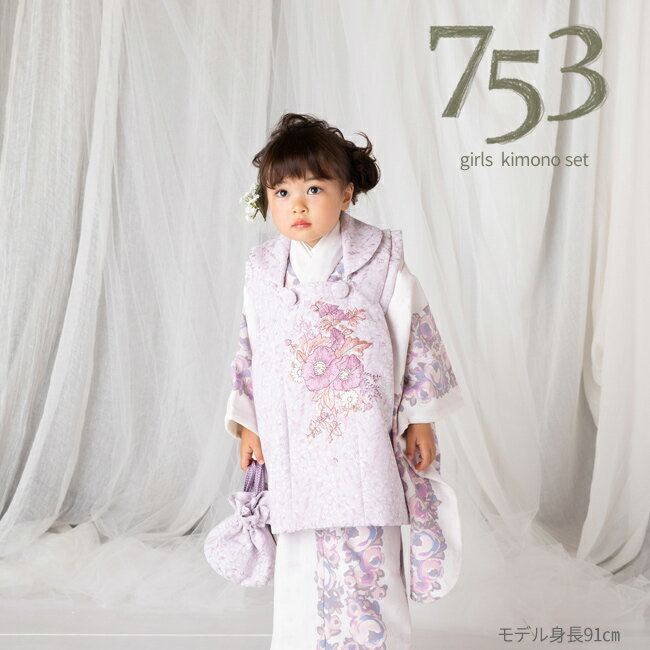 【レンタル】七五三(3歳女の子被布)0016赤/牡丹・鼓【753七五三着物3歳被布子供きものレンタル】fy16REN07