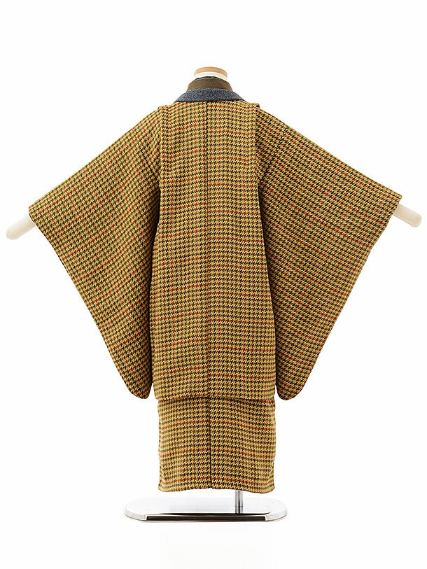 七五三 5歳 フルセット レンタル 753 男児 着物 男の子 ( 五歳 羽織 袴 ) 0079 ラフィネココ グレンチェック/千鳥格子 ナチュラル レトロ カーキ ブラウン【753 衣装 5歳 前撮り 子供 きもの ブランド 男児 男子 卒園式 卒業式 七草祝い】 送料無料 【レンタル】 3