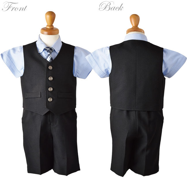 【レンタル】【こどもフォーマル服】【子供スーツレンタル】【選べる半袖長袖シャツ】【靴セット】ベビー用ベストスーツS11BL-S【半ズボン夏男子男の子半袖809095キッズ結婚式七五三写真撮影発表会コンクール入園入学】【B06】fy16REN07