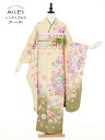【レンタル】振袖レンタル フルセット(2月〜11月)AC0070 クリーム色 古典 桜 結婚式 結納 レンタル 貸衣裳 袋帯 草履 バック かわいい 人気 振袖...