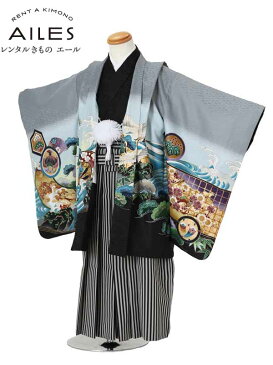 七五三 着物 グレー 【レンタル】七五三 5歳 袴レンタル AO5004 男児 七五三袴 羽織袴 袴セット 七五三 きもの 5歳 七五三 着物 5才男の子 人気柄 子供 着物 男の子 753 貸衣装 和装 お正月 お祝い 卒園式 かっこいい 人気 新品足袋プレゼント 往復送料無料