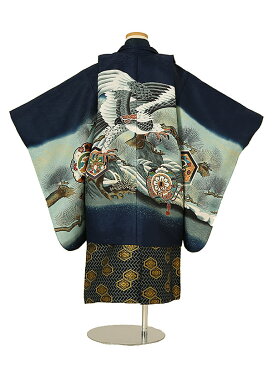 七五三 着物【レンタル】七五三 5歳 袴レンタル AO5157 紺 鷹と松 男児 七五三袴 羽織袴 袴セット 貸衣装 和装 お正月 お祝い 卒園式 きもの 5歳 七五三 着物 5才男の子 人気柄 子供 着物 753 かっこいい 人気 新品足袋プレゼント 往復送料無料