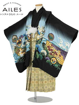 七五三 着物【レンタル】七五三 5歳 袴レンタル AO5170 黒 鷹に小槌と松 男児 七五三袴 羽織袴 袴セット 貸衣装 和装 お正月 お祝い 卒園式 きもの 5歳 七五三 着物 5才男の子 人気柄 子供 着物 753 かっこいい 人気 新品足袋プレゼント 往復送料無料