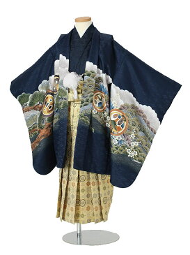 七五三 着物【レンタル】七五三 5歳 袴レンタル AO5186 紺 鷹に松と富士 男児 七五三袴 羽織袴 袴セット 貸衣装 和装 お正月 お祝い 卒園式 きもの 5歳 七五三 着物 5才男の子 人気柄 子供 着物 753 かっこいい 人気 新品足袋プレゼント 往復送料無料
