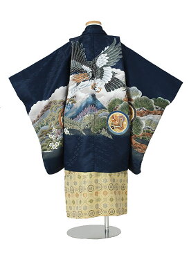 七五三 着物【レンタル】七五三 5歳 袴レンタル AO5186 紺 鷹に松と富士 男児 七五三袴 羽織袴 袴セット 貸衣装 和装 お正月 お祝い 卒園式 きもの 5歳 七五三 着物 5才男の子 人気柄 子供 着物 753 かっこいい 人気 新品足袋プレゼント 往復送料無料