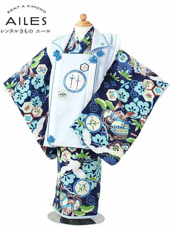 七五三 着物【レンタル】七五三 男の子 3歳被布コートレンタルAO3029 青 松竹梅 乙葉 男児 七五三被布コート レンタル 貸衣装 和装 お祝い 被布セット...