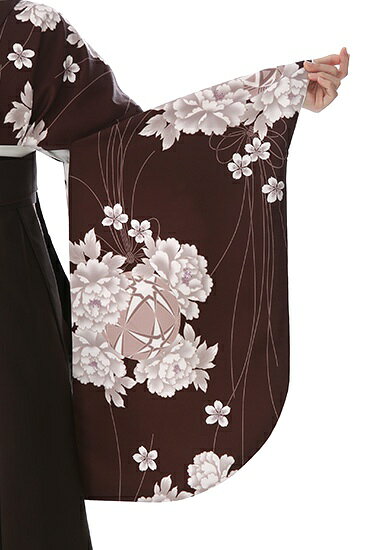 レンタル衣裳 マイセレクトの袴 レンタル 卒業式 フルセット 女 レトロモダン 大学 セット ブラウン ワインレッド 茶 赤 対応身長156cm〜168cm 〔mh_396〕 往復送料無料 大学生 短大 はかま ハカマ　【レンタル】｜アングル3